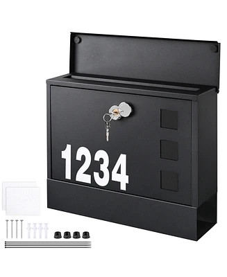 Yescom Large Wall Mount Steel Mail Box Lockable Letterbox w/ Door & 2 Keys Home Security Outdoor