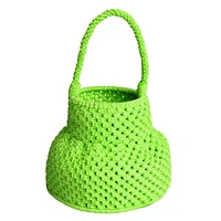 Brunna.co Neon Green Petite Naga Macrame Vessel Basket Bag