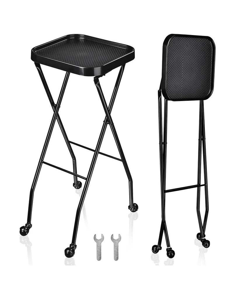 Yescom 2 Packs Salon Folding Rolling Tray Beauty Station Trolley Storage Cart Barber