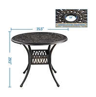 Yaheetech Patio Bistro Table with Umbrella Hole Bronze