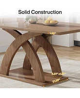 Tribesigns Dining Table for 4-6 People, 63" L x 31.5" W Modern Rectangular Kitchen Table with Thick Wooden Pedestal Base, Wood Dinner Table Kitchen &