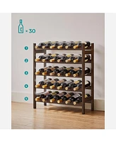 Slickblue Wicker Wine Rack, 5-Tier Storage Shelf, Holds 30 Bottles