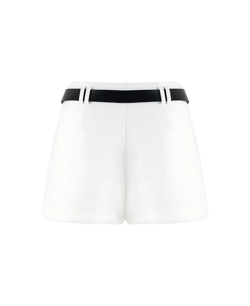 Nocturne Women's Leather Belted Mini Skirt