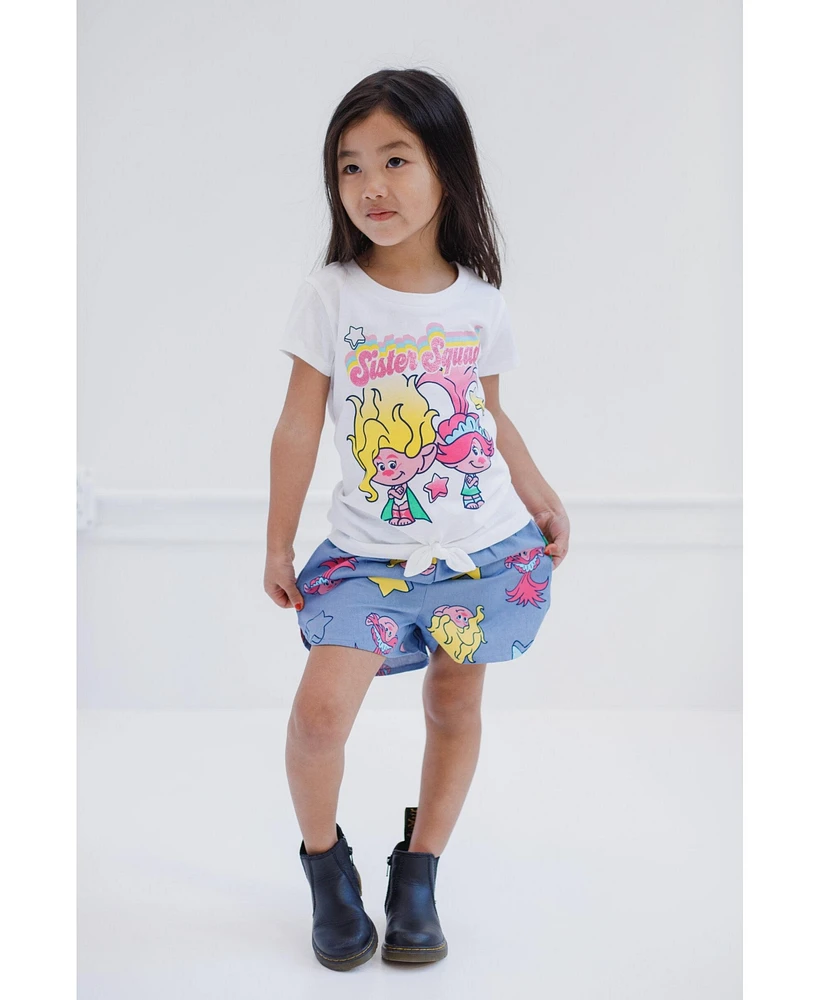Dreamworks Toddler Girls Trolls Poppy Viva T-Shirt and Chambray Shorts Outfit Set to