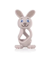 Brush-Baby Bobbie Bunny Baby Teether Toy Cappuccino Grey | Twist & Bounce Teething Toy