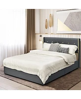Gymax Full Upholstered Bed Frame with 4 Storage Drawers Headboard Green