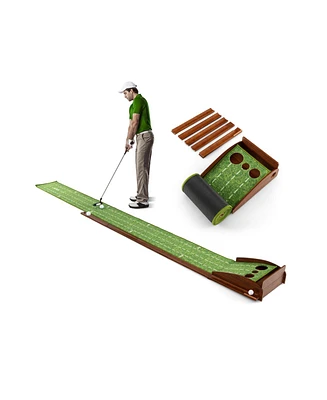 Vebreda Golf Putting Mat Practice Training Aid with Auto Ball Return and 3 Hole Sizes