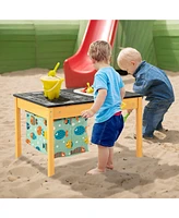 Sugift 3-in-1 Kids Sand Water Activity Table with Foldable Storage Bin