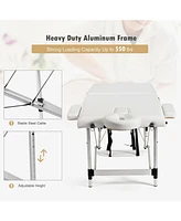 Givimo 84 Inch L Portable Adjustable Massage Bed with Carry Case for Facial Salon Spa -White