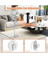 Vebreda 16 Inch Pedestal Standing Fan Oscillating Pedestal Fan with 3 Speeds and Adjustable Height-Silver