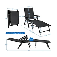 Yaheetech 2pcs Texteline Outdoor Chaise Lounge Portable Patio