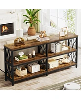 Tribesigns 70.9" Long Console Table with Storage Shelves, Industrial 3-Tier Sofa Table for Living Room, Foyer Table Entryway Table for Hallway, Front