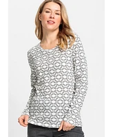 Olsen Women's Long Sleeve Allover Print T-Shirt