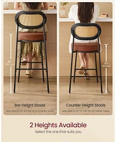 Slickblue Bar Height Bar Stool with Pe Rattan Back Set of 2