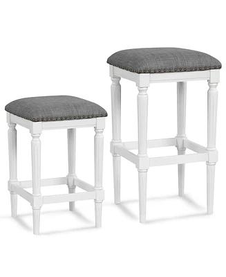 Sugift 3 Heights Square Saddle Stool Set of 2 with Footrests and Padded Seats