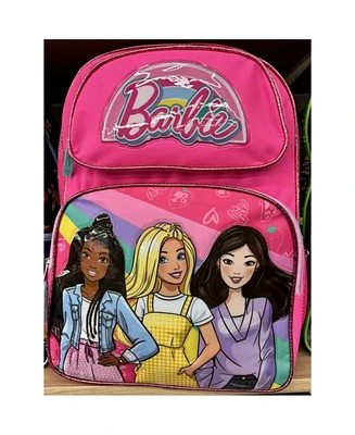Barbie and Friends Large Pink Polyester 16" School Backpack for Girls