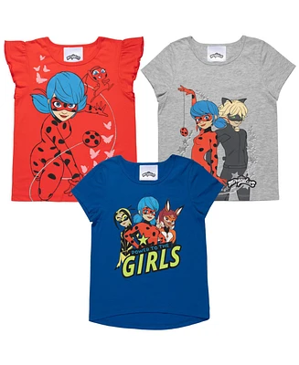 Miraculous Girls Rena Rouge Cat Noir Ladybug Pack T-Shirts to