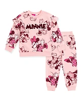 Disney Toddler Girls Minnie Mouse Fleece Sweatshirt and Pants Outfit Set Newborn to (Newborn - 14-16)