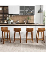 Costway 24.5" Wood Bar Stools Set of 2 with Solid Back & Seat Mid Century Bar Chairs