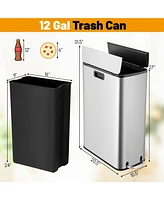 12 Gallon Wings Open Lid Trash Can with Soft-Closing Lids & Removable Inner Bucket