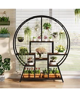 Tribesigns 65" Large Bookshelf Bookcase, Industrial Round Etagere Bookshelves with 7