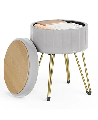 Slickblue Compact Vanity Stool Chair with Hidden Storage for Stylish and Practical Use