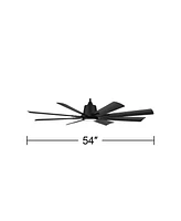 Casa Vieja 54" Inspirit Modern Indoor Outdoor Ceiling Fan 8 Blade Led Light Remote Control Matte Black Finish Blades Bedroom Patio Living Room Kitchen