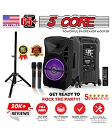 5 Core Party Speaker Portable Pa System 2 Wireless Mic Bluetooth Loud Big Powered Dj Karaoke Machine