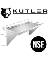 Kutler 12" x 24" Stainless Steel Shelf, Nsf Commercial Wall Mount Shelving w/ Backsplash, Floating Metal Mounted Shelves for Restaurant, Kitchen, Home