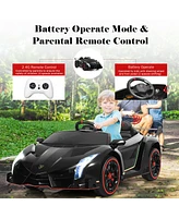 Gymax 12V 2-Seater Licensed Lamborghini Kids Ride On Car w/ Rc & Swing Function Green