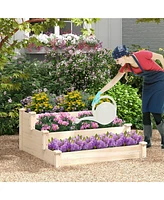 Costway 3-Tier Wooden Raised Garden Bed with Open-Ended Base Growing Planter for Backyard