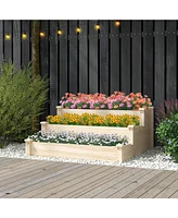 Costway 3-Tier Wooden Raised Garden Bed with Open-Ended Base Growing Planter for Backyard