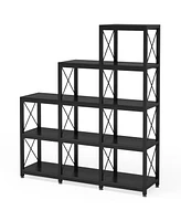 Tribesigns 12 Shelves Bookshelf, Industrial Ladder Corner Bookshelf 9 Cubes Stepped Etagere Bookcase, 5