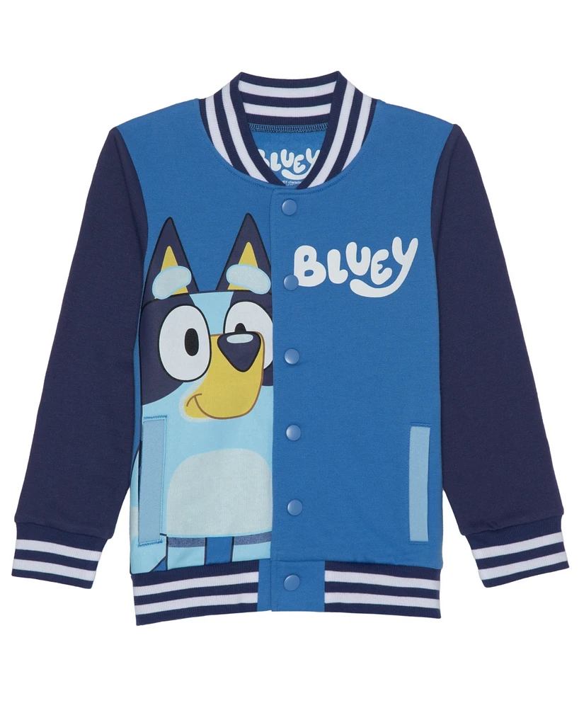 Bluey Toddler and Little Boys Fleece Varsity Jacket