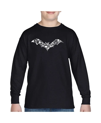 La Pop Art Boys Bat Pics Word Long Sleeve T-Shirt