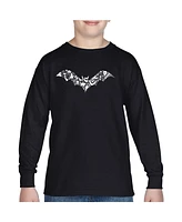 La Pop Art Boys Bat Pics Word Long Sleeve T-Shirt