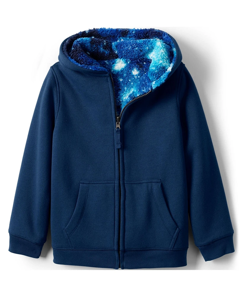 Lands' End Girls Reversible High Pile Fleece Hoodie