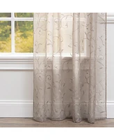 Chanasya Premium Embroidered Swirl Vine Curtains - Sheer for Living Room, Bedroom, Kitchen 52" x 63" Sage, 2 Panels