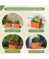 Givimo 2 Pack Square Planter Box with Drainage Gaps for for Front Porch Garden Balcony-Orange