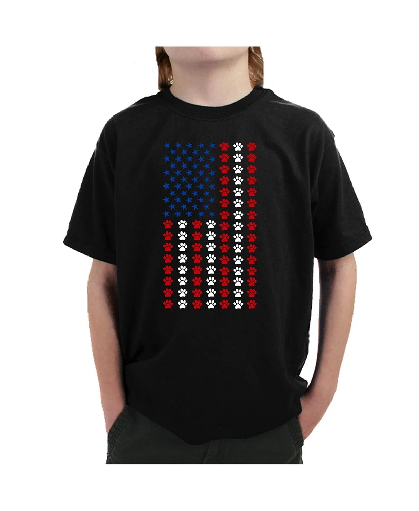 La Pop Art Boys Paws Flag Word T-Shirt