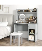 Sugift Home Office Desk with Raised Display Shelf and 2 Open Shelves