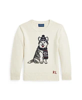 Polo Ralph Lauren Toddler and Little Boys Dog-Intarsia Crewneck Sweater