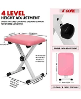 5 Core Keyboard Stand Adjustable z Style Piano Riser + Keyboard Piano Bench - Baby Pink