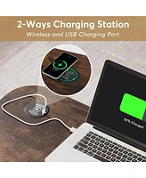 Tribesigns Portable Desk with Power Outlets, Height Adjustable Side Table Sofa Couch Bedside Laptop Computer Cart Usb Charging Ports, Mobile Smal