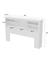 Famapy White Headboard Shelf with Socket Adapter Usb Interface, Shelves