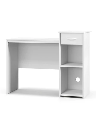 Sugift Computer Desk with Drawer Modern Laptop Pc Desk with Adjustable Shelf and Cable Hole