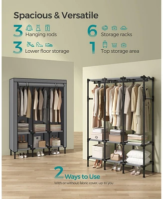 Slickblue Wardrobe Closet with Hanging Rails & Shelves for Ample Storage