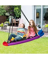 Sugift Kids 40 inch Saucer Tree Outdoor Round Platform Swing with Pillow and Handle