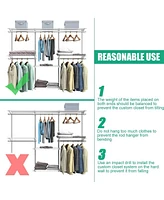 Sugift Adjustable Wall Mounted Closet Rack System with Shelf