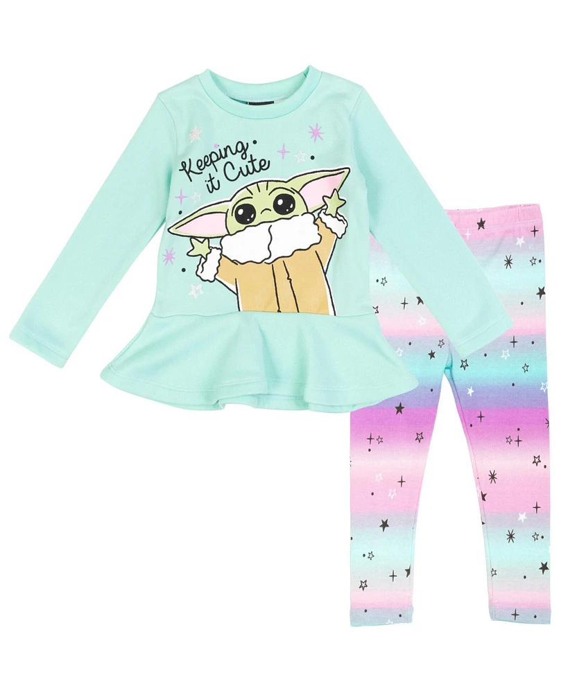 Starwars Toddler Girls Star Wars The Mandalorian Fleece Sweatshirt and Leggings Outfit Set to